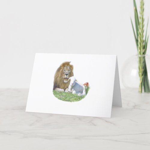 Lion and the lamb Christian gifts Holiday Card
