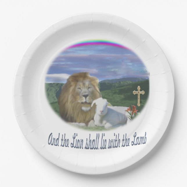 Lion and the lamb christian gifts paper plates (Front)