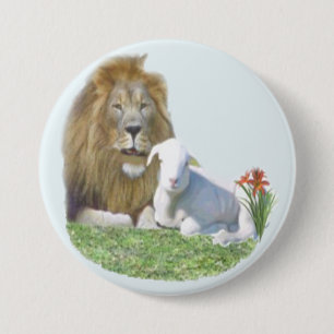 Lion and the lamb Christian gifts Pinback Button