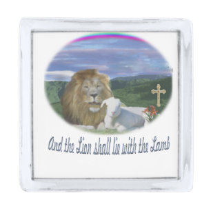 Lion and the lamb christian gifts silver finish lapel pin