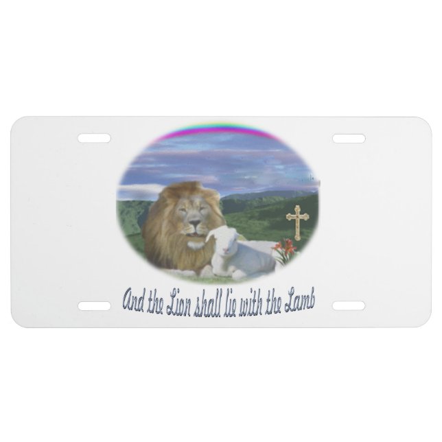 Lion and the lamb christian license plate (Front)