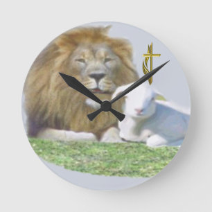Lion and the Lamb Round Clock