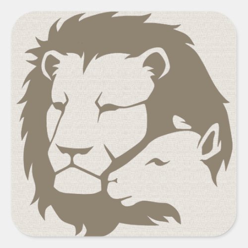 Lion and The Lamb Square Sticker