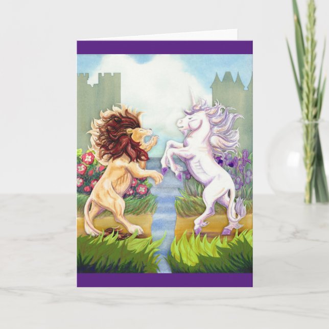 Lion and Unicorn Greeting Card (Front)