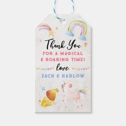 Lion and Unicorn Party Favor Gift Tags