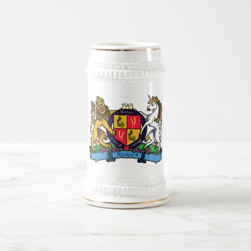 Lion and Unicorn Rampant Beer Coat of Arms Beer Stein