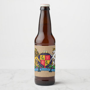 Lion and Unicorn Rampant Beer Coat of Arms Bottle Label