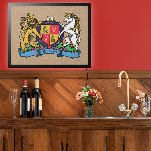 Lion and Unicorn Rampant Beer Coat of Arms LED Sign