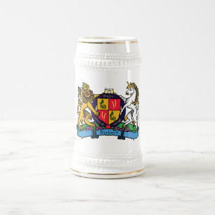 Lion and Unicorn Rampant Beer Coat of Arms Stein