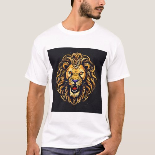 Lion angry face with a head snake T_Shirt