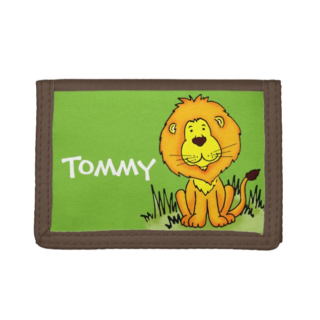 Lion animal graphic green name kids wallet (Front)