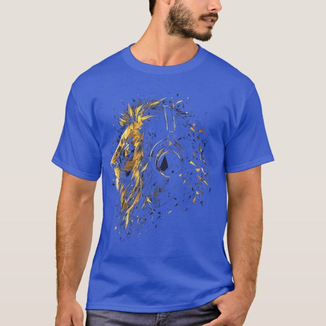 Lion Animal Music Headphone Illustration Lion gift T-Shirt (Front)