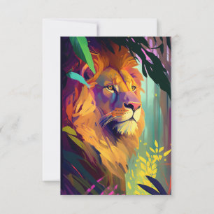 Lion Animal Portrait Painting Wildlife Outdoors  Thank You Card