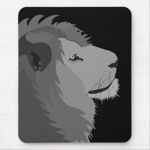 Lion Animal Wildlife Big Cat Black and White Mouse Pad