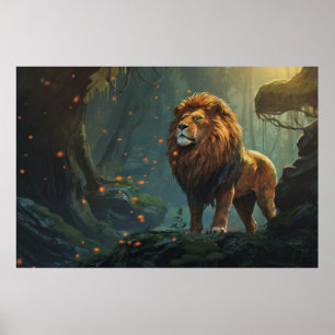 Lion Animal Wildlife Wilderness Colorful Wall Art
