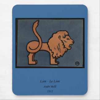 Lion - Antiquarian, Colorful Book Illustration Mouse Pad