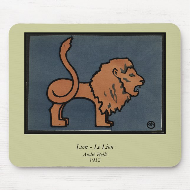Lion - Antiquarian, Colorful Book Illustration Mouse Pad (Front)