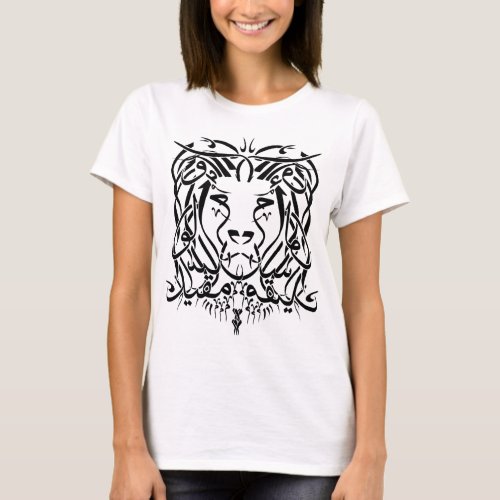 Lion Arabic Calligraphy T_shirt With saying