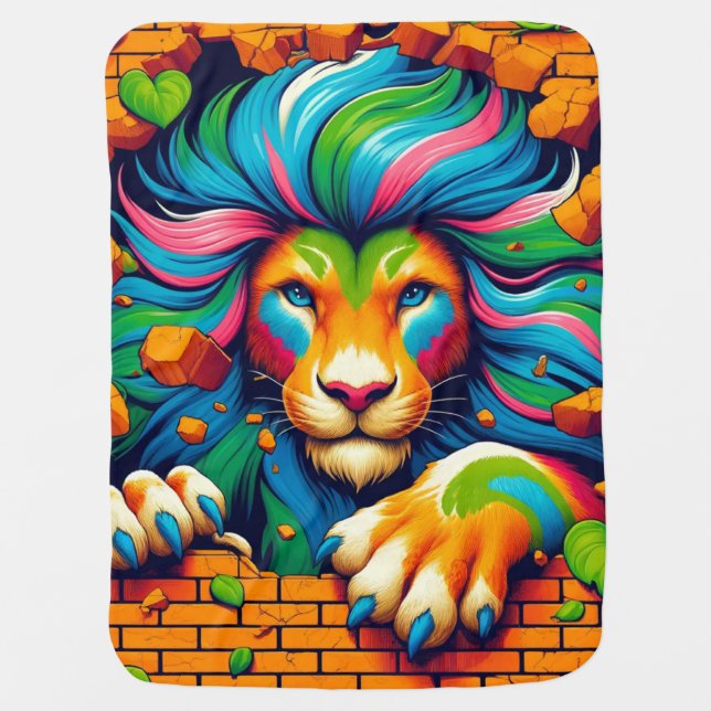Lion Art Baby Blanket (Front)