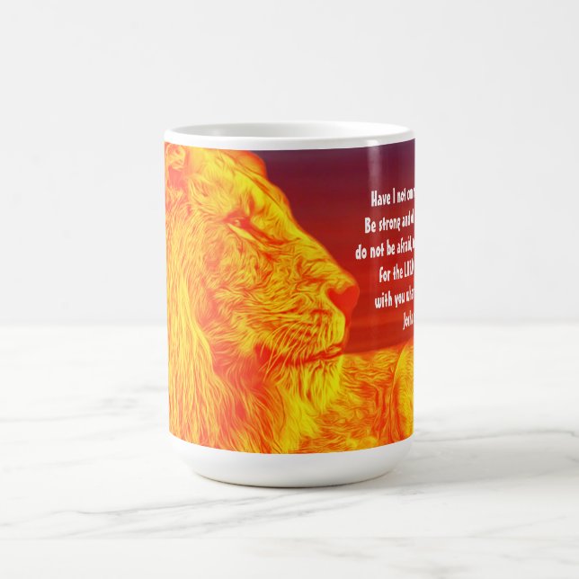Lion Art Faith Courage Scripture Mug Cup (Center)