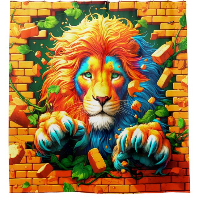 Lion Art Shower Curtain (Front)