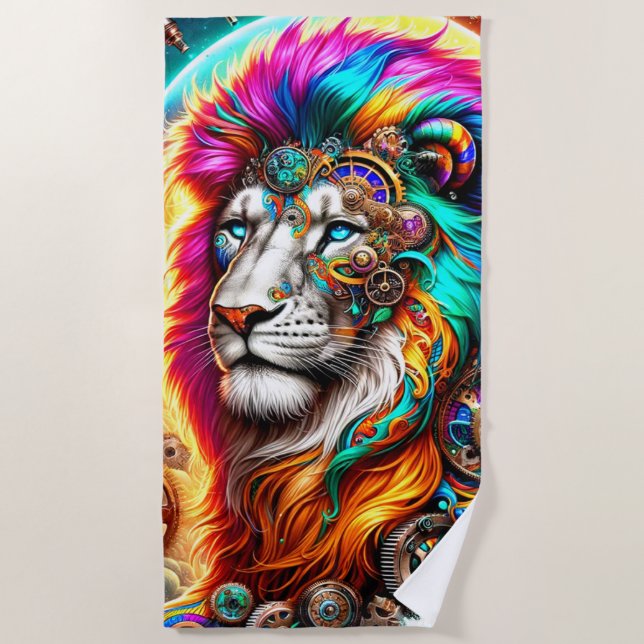 Lion Artwork Beach Towel (Front)