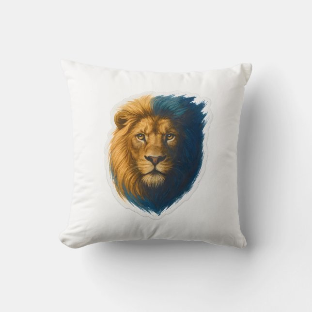 Lion Artwork – Bicolor Throw Pillow (Front)