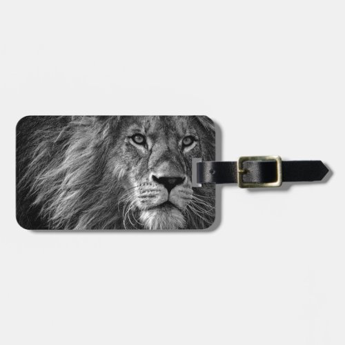 Lion Artwork Black  White Luggage Tag