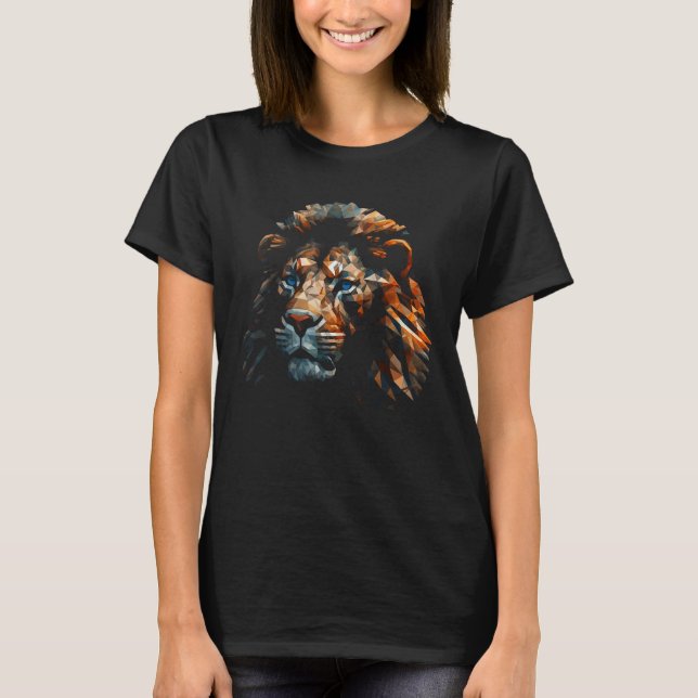 Lion Artwork  Blue Eyes  Animal Motif Lion T-Shirt (Front)