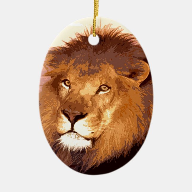 Lion Artwork Ceramic Ornament (Front)