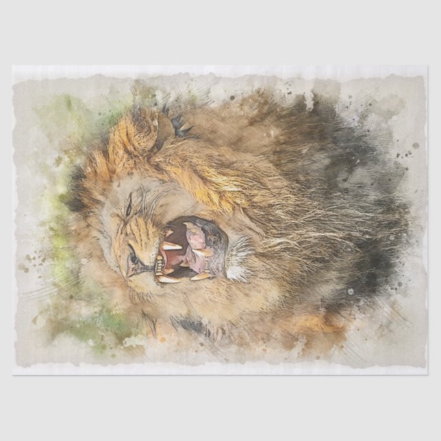 Lion Artwork Decoupage Tissue Paper (Front)