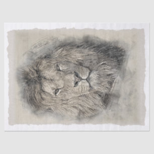 Lion Artwork Decoupage Watercolor Tissue Paper
