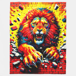 Lion Artwork Fleece Blanket