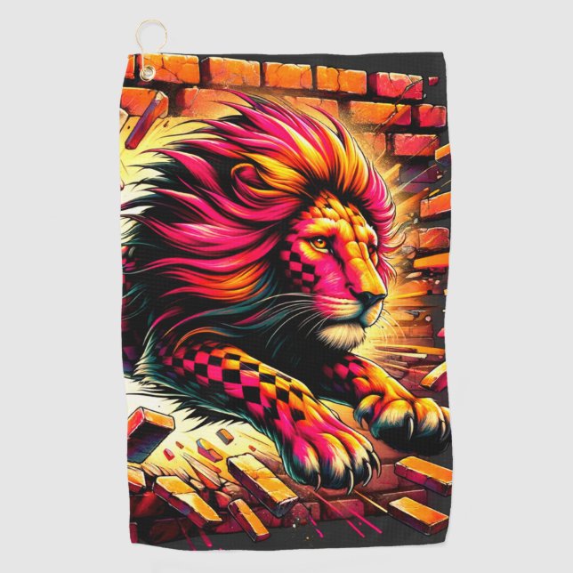 Lion Artwork Golf Towel (Front)