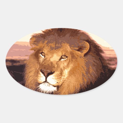 Lion Artwork Oval Sticker