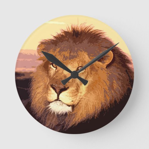 Lion Artwork Round Clock