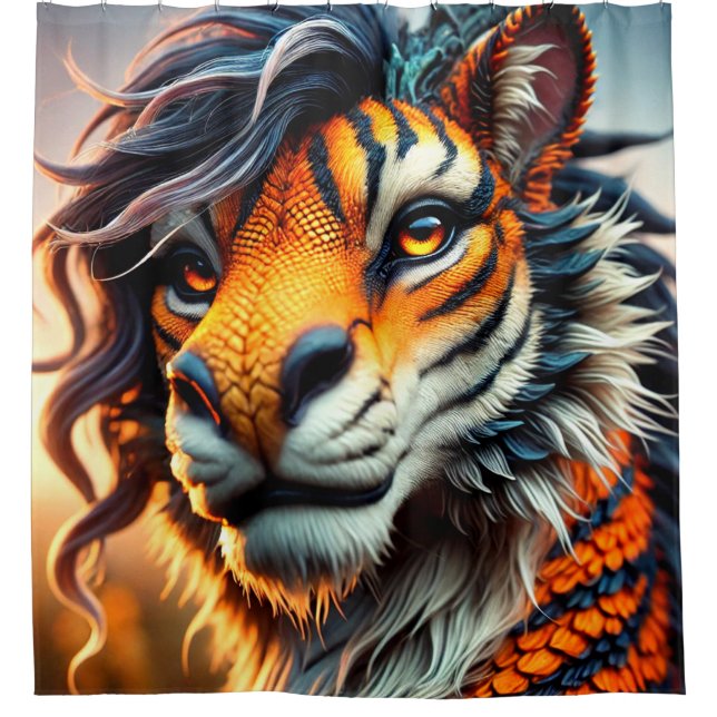 Lion Artwork Shower Curtain (Front)