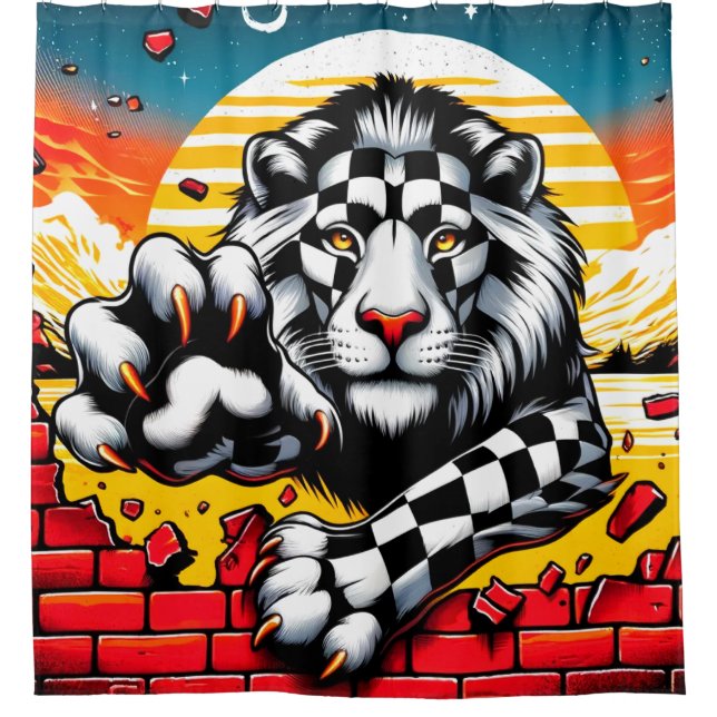Lion Artwork Shower Curtain (Front)