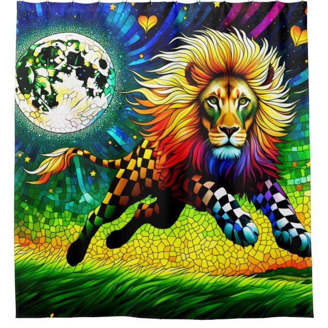 Lion Artwork Shower Curtain (Front)