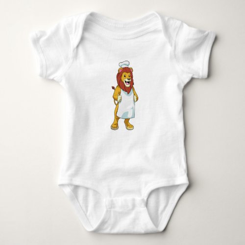 Lion as Cook with Chef hat  Cooking apron Baby Bodysuit