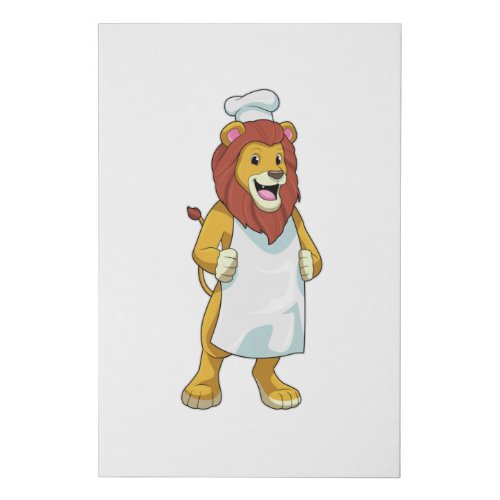 Lion as Cook with Chef hat  Cooking apron Faux Canvas Print