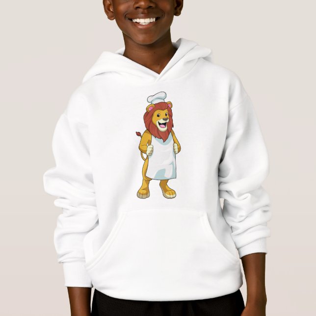 Lion as Cook with Chef hat & Cooking apron Hoodie (Front)