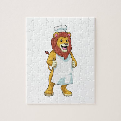 Lion as Cook with Chef hat  Cooking apron Jigsaw Puzzle