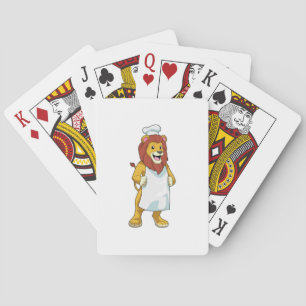 Lion as Cook with Chef hat & Cooking apron Poker Cards