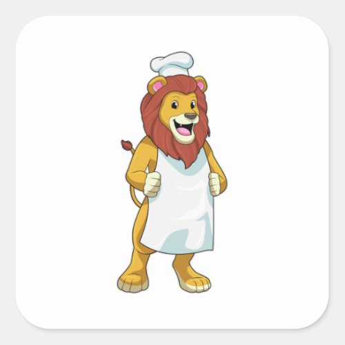 Lion as Cook with Chef hat  Cooking apron Square Sticker