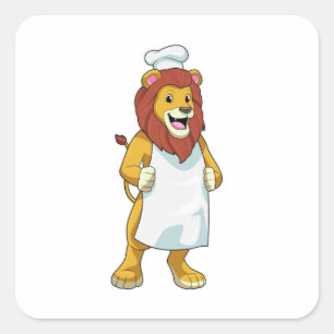 Lion as Cook with Chef hat & Cooking apron Square Sticker