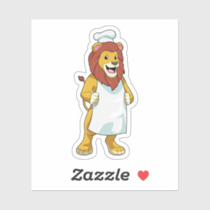 Lion as Cook with Chef hat & Cooking apron Sticker