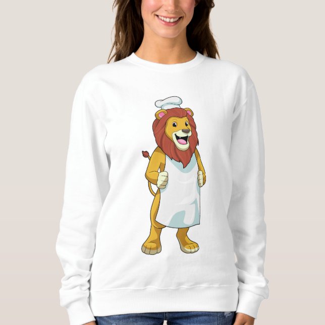 Lion as Cook with Chef hat & Cooking apron Sweatshirt (Front)
