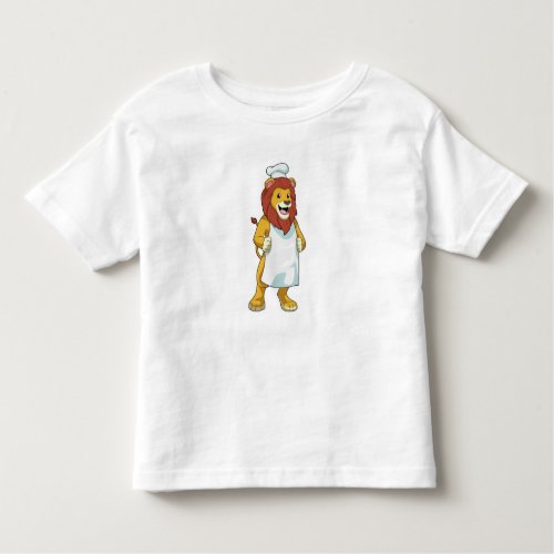 Lion as Cook with Chef hat  Cooking apron Toddler T_shirt