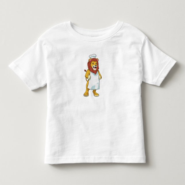 Lion as Cook with Chef hat & Cooking apron Toddler T-shirt (Front)